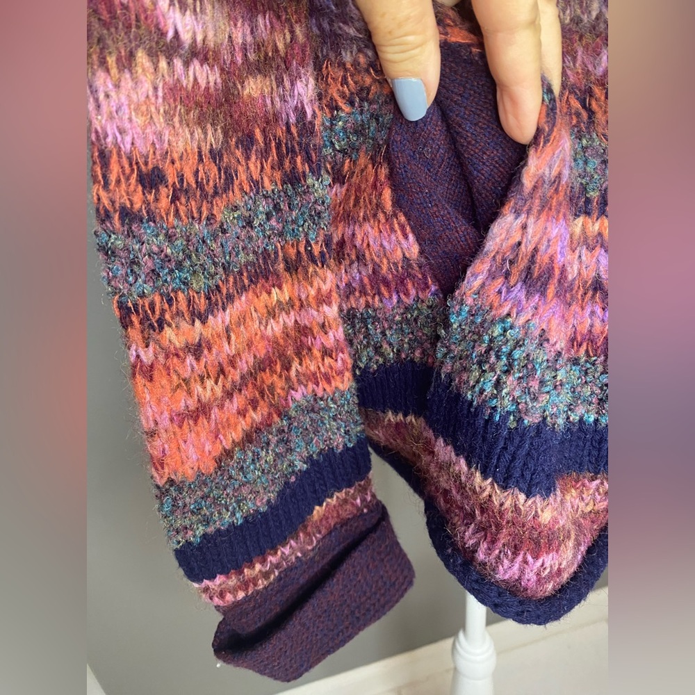 Anthropologie Leifsdottir Hand Knit Multicolor Wool Blend Pocket Cardigan Size M - Picture 3 of 10